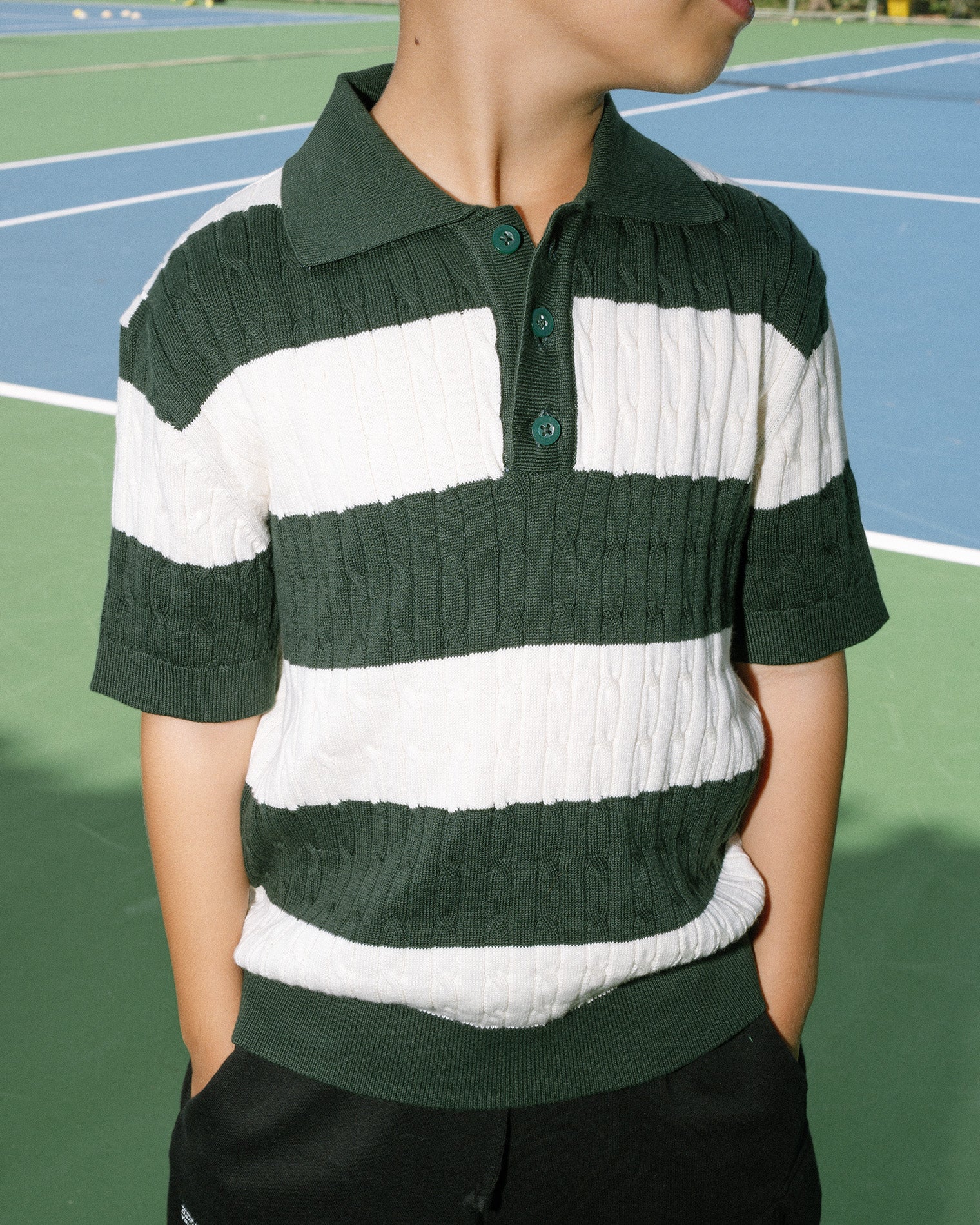 Stripes Knit Polo Shirt
